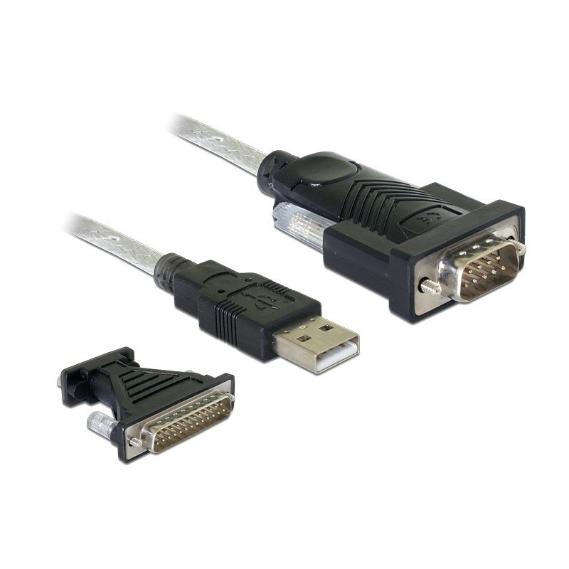 Delock - Sada USB/sériového kabelu - USB / USB 2.0 / EIA-232 - křídlové šrouby - černá, průhledná