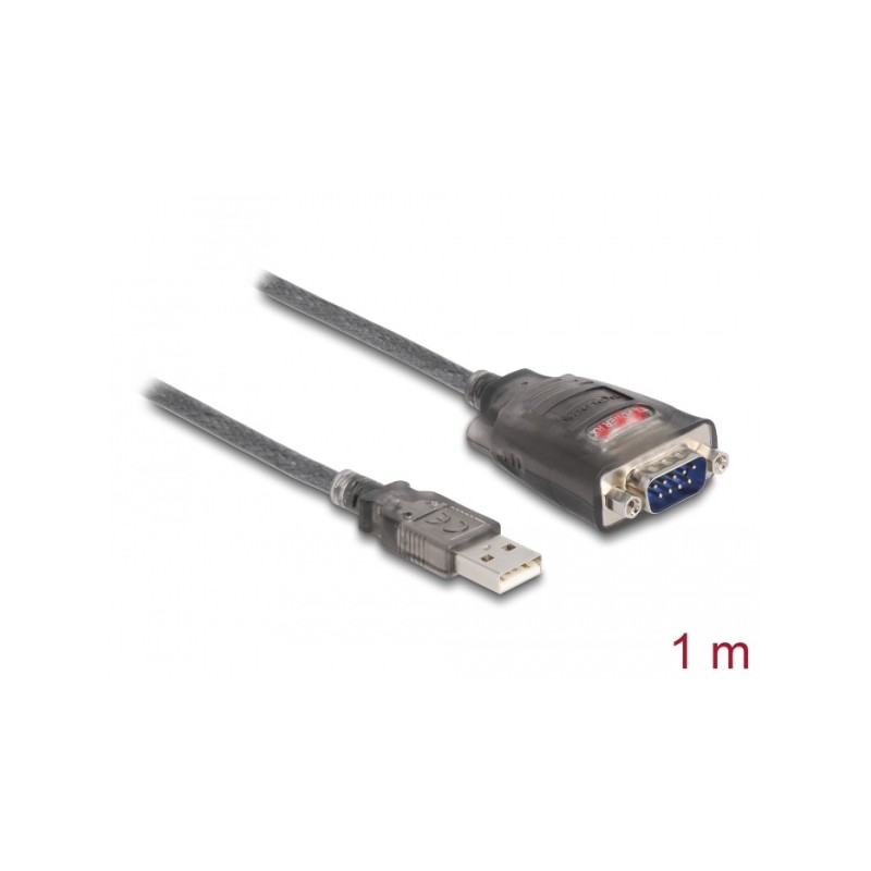 Delock - Sériový adaptér - USB 2.0 - RS-232 x 1 - černá, průhledná