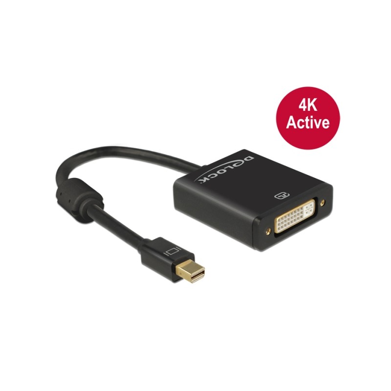 Delock - Video adaptér - jeden spoj - Mini DisplayPort (M) do DVI-I (F) - DisplayPort 1.2 - 20 cm - křídlové šrouby, podp… 62603