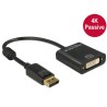 Delock - Adaptér DisplayPort - DisplayPort (M) do DVI-I (F) - 20 cm - černá