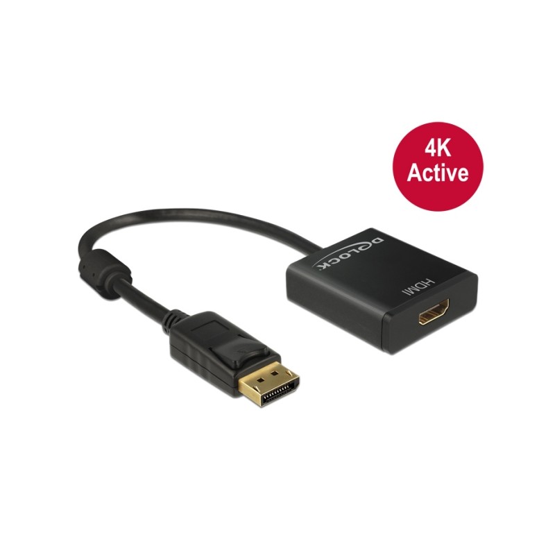 Delock Adapter Displayport 1.2 male HDMI female 4K Active - Nástroj pro převod videa - Parade PS171 - DisplayPort - HDMI