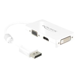 Delock - Adaptér DisplayPort - DisplayPort (M) do HD-15 (VGA), HDMI, DisplayPort (F) - 16 cm - bílá