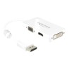 Delock - Adaptér DisplayPort - DisplayPort (M) do HD-15 (VGA), HDMI, DisplayPort (F) - 16 cm - bílá