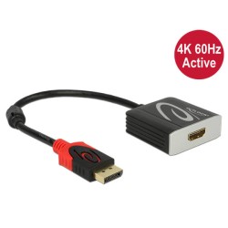 Delock Adapter Displayport 1.2 male HDMI female 4K Active - Nástroj pro převod videa - Parade PS176 - DisplayPort - HDMI - černá