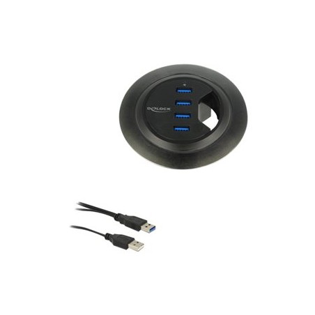 Delock In-Desk Hub - Rozbočovač - 4 x SuperSpeed USB 3.0 - desktop