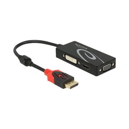 Delock - Nástroj pro převod videa - DisplayPort - DVI, HDMI, VGA - černá - maloobchod 62902