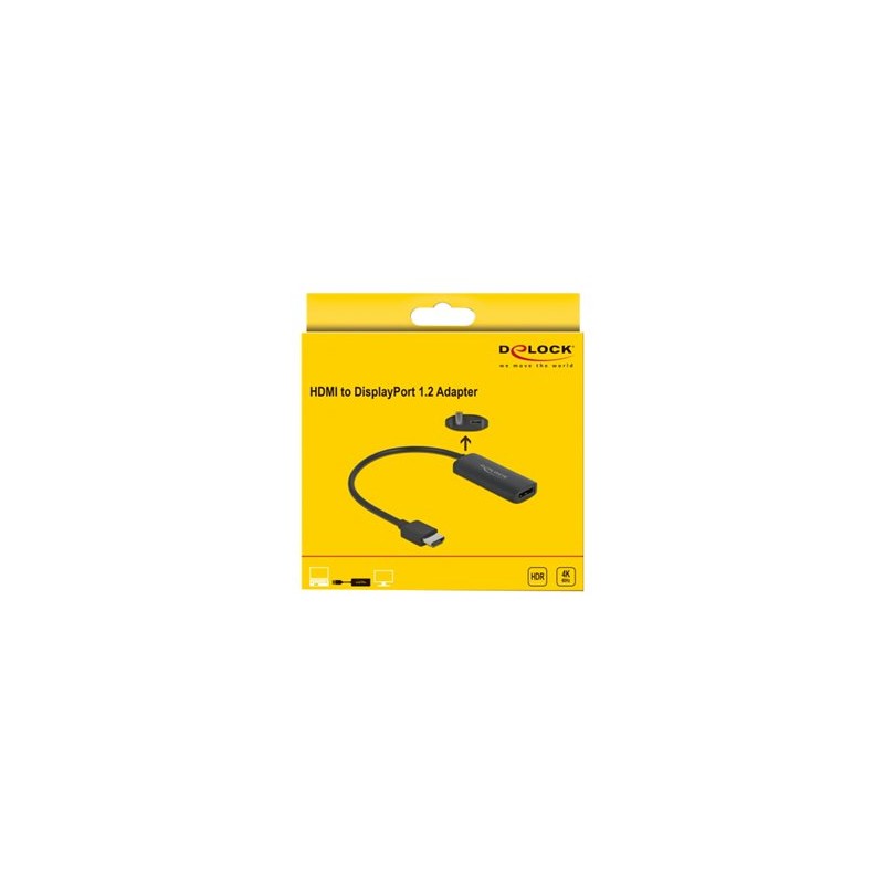 Delock - Video / audio adaptér - HDMI, Micro-USB typ B (pouze napájení) do DisplayPort se zdířkami (female) - 24 cm - černá