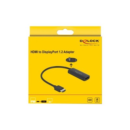 Delock - Video / audio adaptér - HDMI, Micro-USB typ B (pouze napájení) do DisplayPort se zdířkami (female) - 24 cm - černá