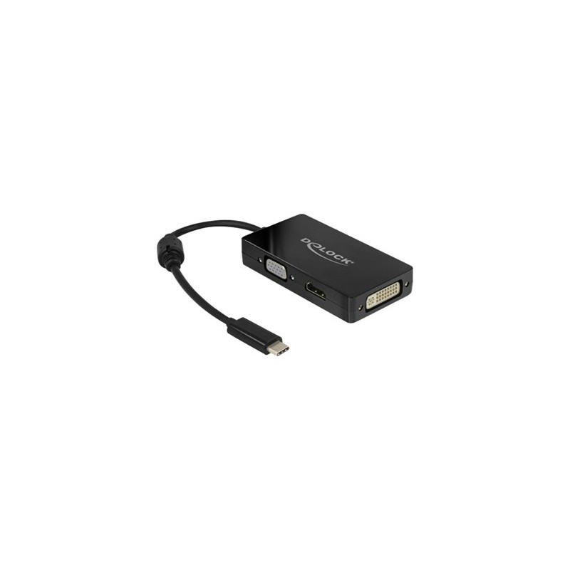 Delock - Externí video adaptér - USB-C - DVI, HDMI, VGA - černá