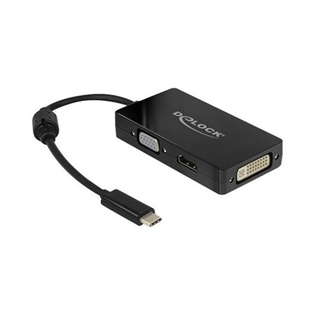 Delock - Externí video adaptér - USB-C - DVI, HDMI, VGA - černá