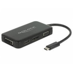 Delock - Externí video adaptér - USB-C - DVI, HDMI, DisplayPort, VGA - černá