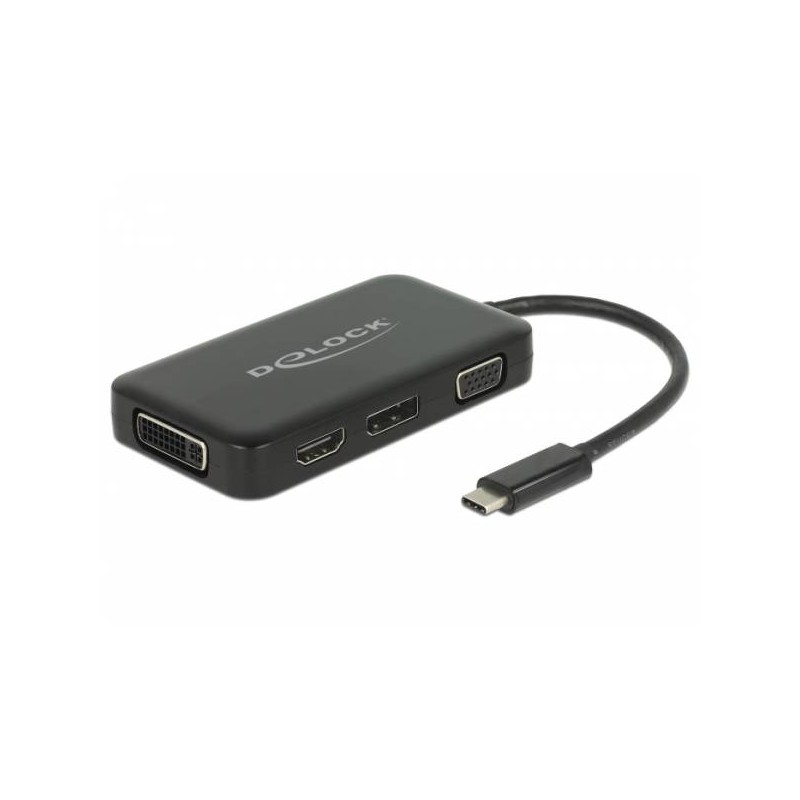 Delock - Externí video adaptér - USB-C - DVI, HDMI, DisplayPort, VGA - černá