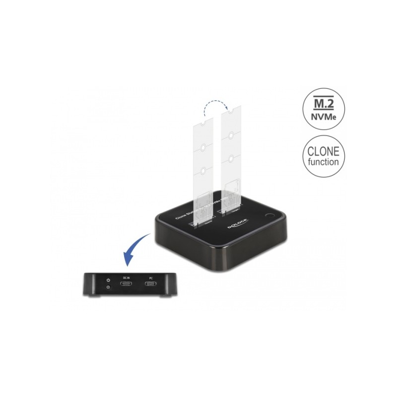 Delock - Dokovací stanice SSD - oddílů: 2 - M.2 - M.2 NVMe Card - USB 3.2 (Gen 2) - černá