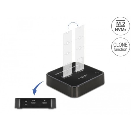 Delock - Dokovací stanice SSD - oddílů: 2 - M.2 - M.2 NVMe Card - USB 3.2 (Gen 2) - černá