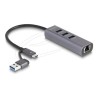 Delock - Rozbocovac - with USB Type-C or USB Type-A connector, in metal case - 3 x USB 3.2 Gen 1 + 1 x 10/100/1000 - desktop