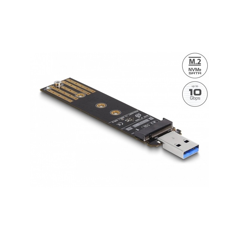 Delock - Adaptér rozhraní - M.2 - M.2 Card (PCIe NVMe & SATA) - USB 3.2 (Gen 2)