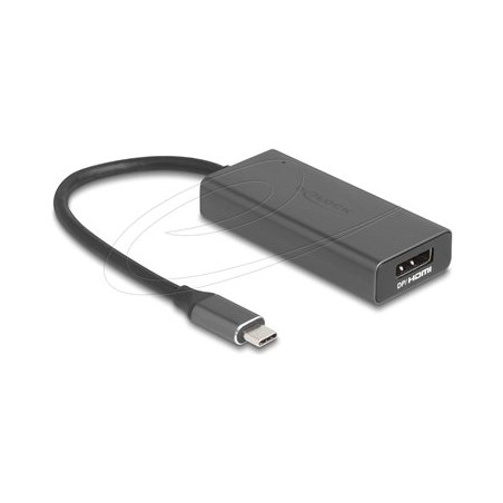 Delock - Kabel adaptéru - HDMI / DisplayPort combo se zdírkami (female) do USB-C s piny (male) - 15 cm - šedá - podpora 8K120Hz