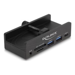 Delock - Rozbocovac - 2 slot card reader, 5 Gbps, external, with locking screw - 1 x USB-C + 2 x USB - desktop