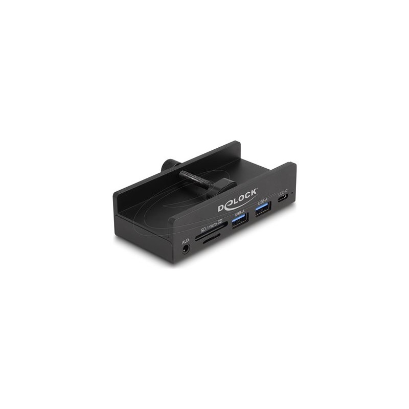 Delock - Rozbocovac - 2 slot card reader, 5 Gbps, external, with locking screw - 1 x USB-C + 2 x USB - desktop
