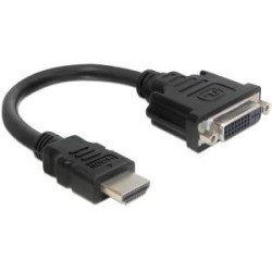 Delock - Kabel adaptéru - HDMI s piny (male) do DVI-I se zdířkami (female) - 20 cm - černá - podpora 1920 x 1080 při 60 Hz