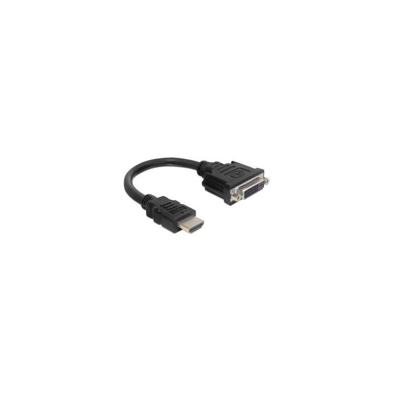 Delock - Kabel adaptéru - HDMI s piny (male) do DVI-I se zdířkami (female) - 20 cm - černá - podpora 1920 x 1080 při 60 Hz