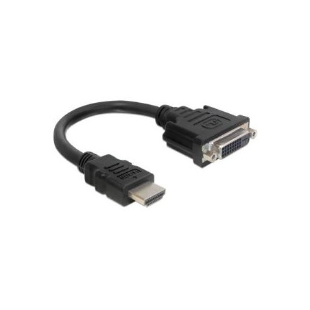 Delock - Kabel adaptéru - HDMI s piny (male) do DVI-I se zdířkami (female) - 20 cm - černá - podpora 1920 x 1080 při 60 Hz