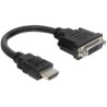 Delock - Kabel adaptéru - HDMI s piny (male) do DVI-I se zdířkami (female) - 20 cm - černá - podpora 1920 x 1080 při 60 Hz