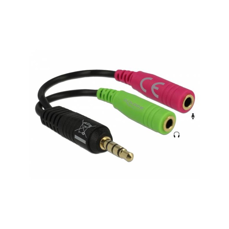 Delock - Audio adaptér - mini-phone stereo 3.5 mm s piny (male) do mini-phone stereo 3.5 mm se zdířkami (female) - 12 cm