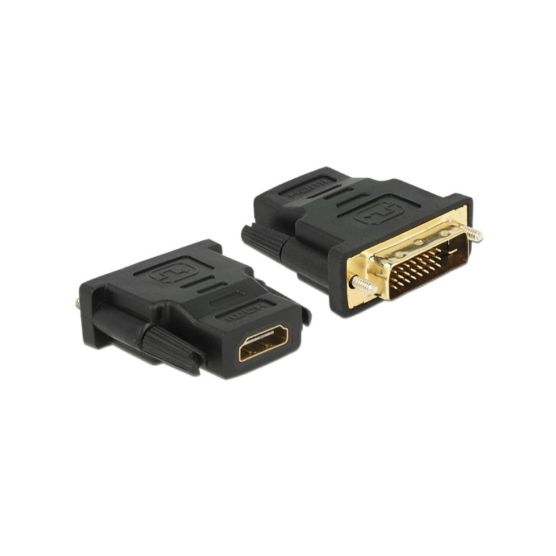 Delock Adapter DVI 24+1 pin male HDMI female - Video adaptér - DVI-D s piny (male) do HDMI se zdířkami (female)
