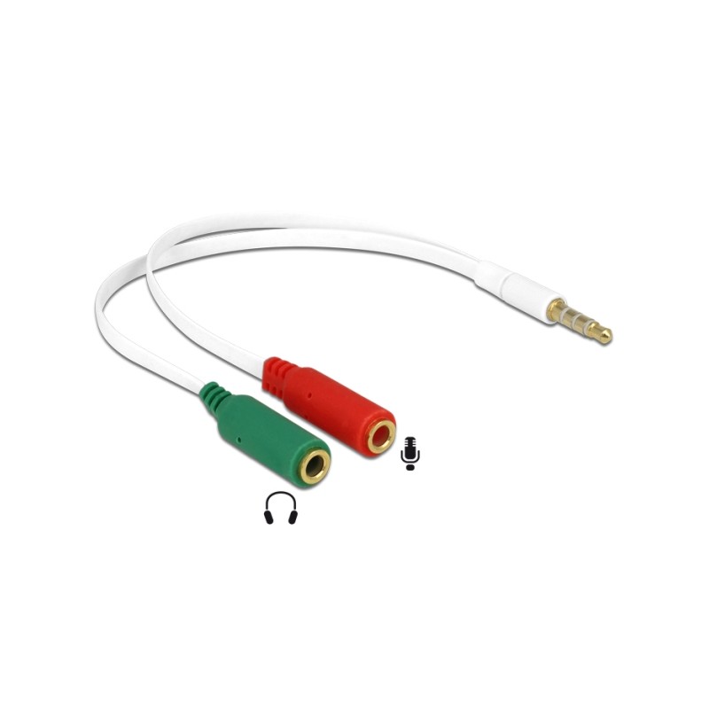 Delock - Audio kabel - mini-phone stereo 3.5 mm se zdířkami (female) do mini-phone stereo 3.5 mm s piny (male) - 20 cm - bílá