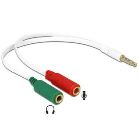 Delock - Audio kabel - mini-phone stereo 3.5 mm se zdířkami (female) do mini-phone stereo 3.5 mm s piny (male) - 20 cm - bílá