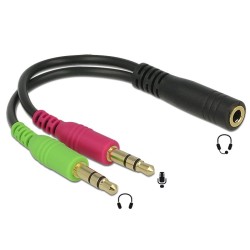 Delock - Audio adaptér - mini-phone stereo 3.5 mm se zdířkami (female) do mini-phone stereo 3.5 mm s piny (male) - 12 cm