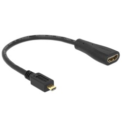 Delock High Speed HDMI with Ethernet - HDMI adaptér - 19 pin micro HDMI Type D s piny (male) do HDMI se zdířkami (female) - 23