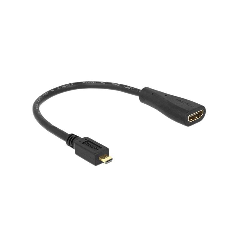 Delock High Speed HDMI with Ethernet - HDMI adaptér - 19 pin micro HDMI Type D s piny (male) do HDMI se zdířkami (female) - 23