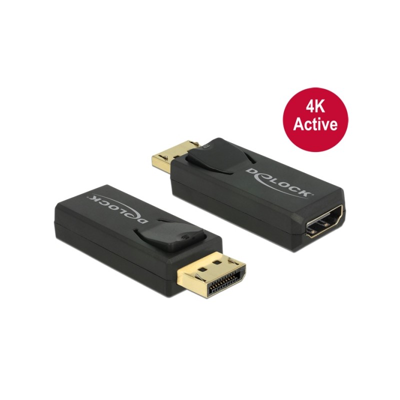 Delock - Video adaptér - DisplayPort s piny (male) do HDMI se zdířkami (female) - černá