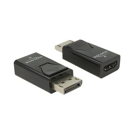 Delock - Video adaptér - DisplayPort s piny (male) do HDMI se zdírkami (female) - cerná - pasivní konvertor, podpora 4K30Hz
