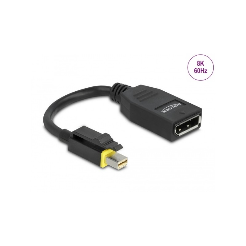 Delock - Adaptér DisplayPort - Mini DisplayPort (M) s jazýčkem do DisplayPort (F) - DisplayPort 1.4 - 15 cm - neobsahuje