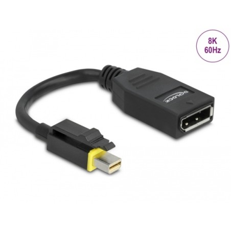 Delock - Adaptér DisplayPort - Mini DisplayPort (M) s jazýčkem do DisplayPort (F) - DisplayPort 1.4 - 15 cm - neobsahuje