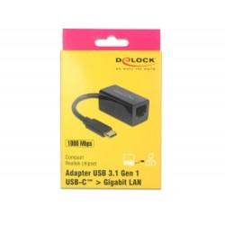 Delock - Síťový adaptér - USB-C 3.1 - Gigabit Ethernet x 1 - černá
