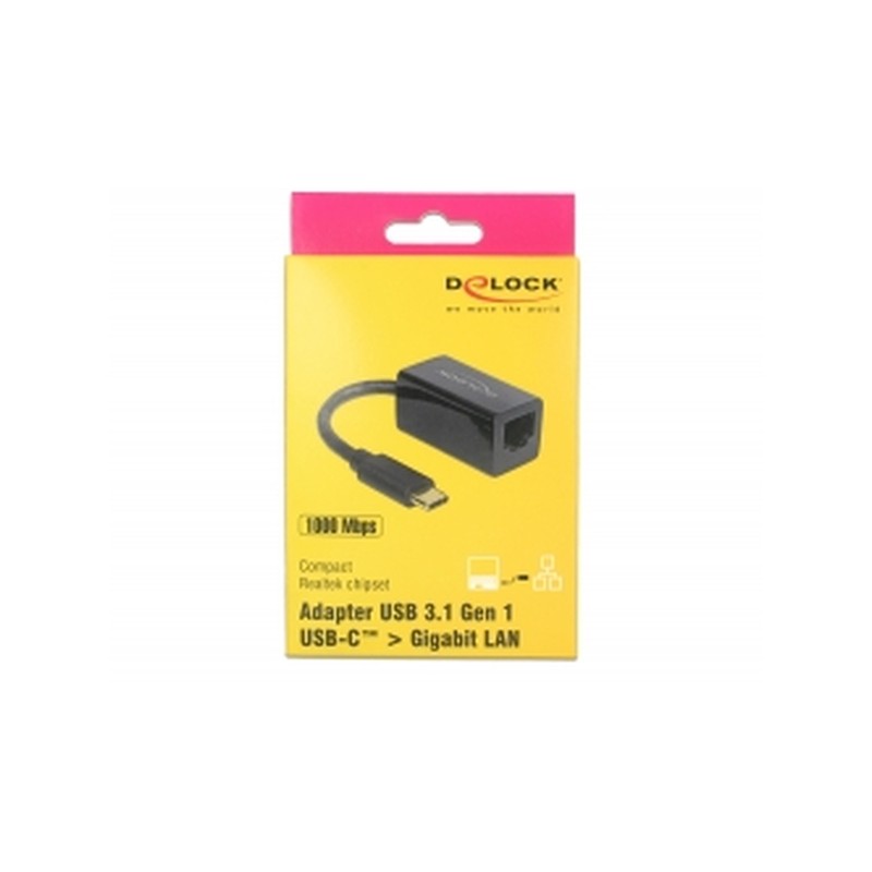 Delock - Síťový adaptér - USB-C 3.1 - Gigabit Ethernet x 1 - černá