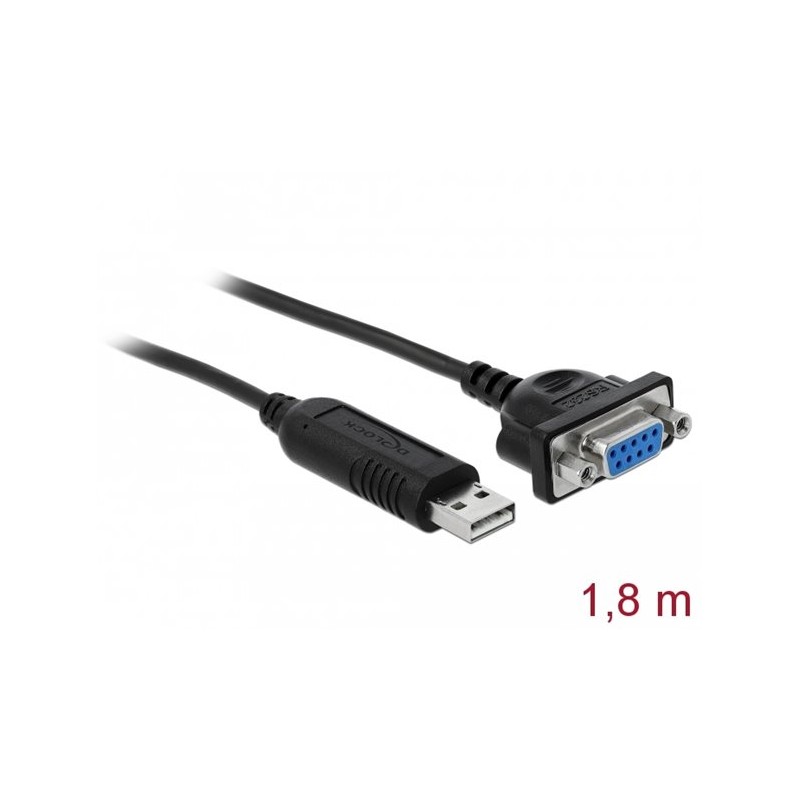 Delock - Sériový kabel - USB (M) do DB-9 (F) - 1.8 m - černá