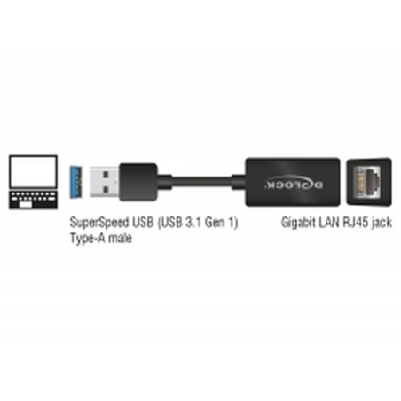 Delock - Síťový adaptér - USB 3.1 Gen 1 - Gigabit Ethernet x 1 - černá