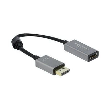 Delock - Video adaptér - DisplayPort s piny (male) do HDMI se zdířkami (female) - 20 cm - šedá, černá - podporuje 4K, aktivní