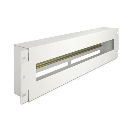 Delock - Jisticová lišta s krytem - montáž na kolejnici DIN - šedá - 3U - 19" 67034