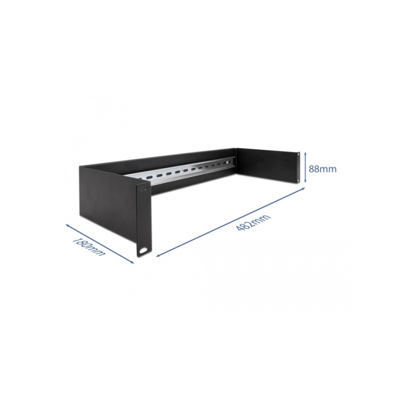 Delock - DIN rail panel - montáž do racku - cerná - 2U - 19"