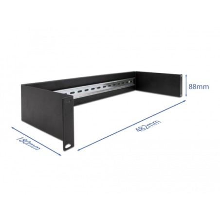 Delock - DIN rail panel - montáž do racku - cerná - 2U - 19"