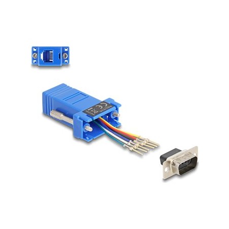 Delock - Sériový adaptér - DB-9 (M) šroubovací do RJ-12 (6kolíkový) (F) - individuálne priraditelné sériové rozhraní - modrá