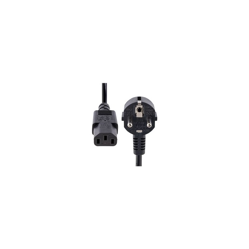 StarTech.com 1m (3ft) Computer Power Cord, 18AWG, EU Schuko to C13 Power Cord, 10A 250V, Black Replacement AC Cord, TV/Monitor