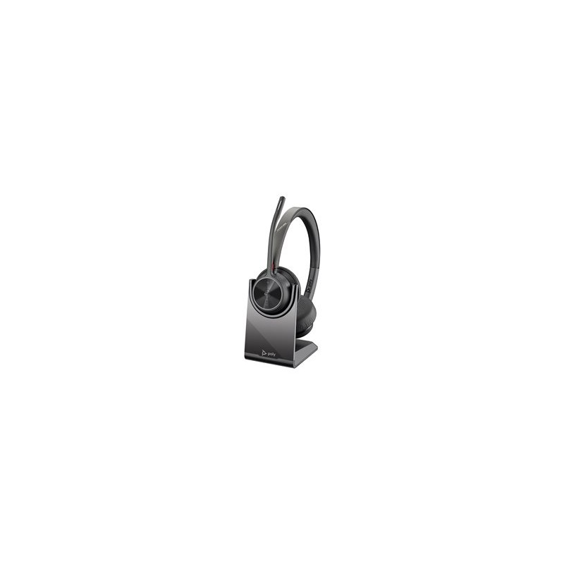 Poly Voyager 4320 MS Teams bezdrátová náhlavní souprava, BT700 USB-C adaptér, stereo, nabíjecí stojánek
