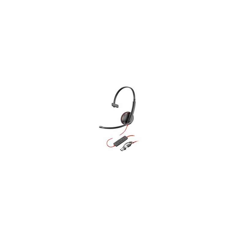 HP Poly Blackwire 3210 - Blackwire 3200 Series - náhlavní souprava - náhlavní - kabelové - USB-C - černá - Certified for Skype